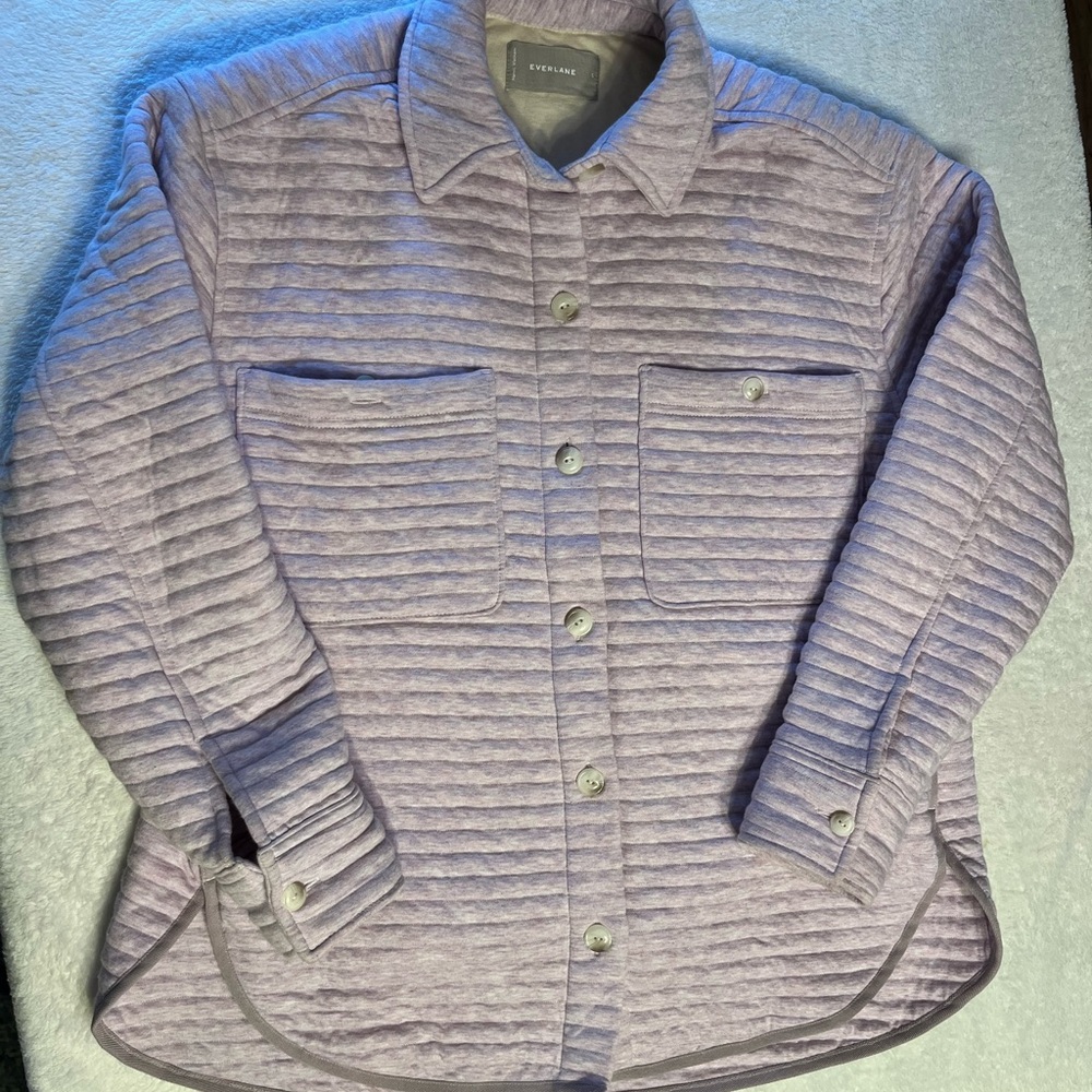 Everlane Lavender Quilted Lightweight Shirt Jacket